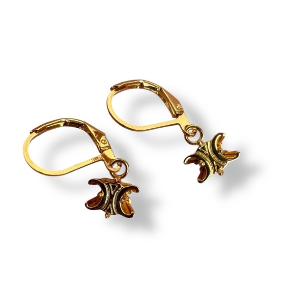 Upcycled Jewelry - CELINE Gold Charm Earrings